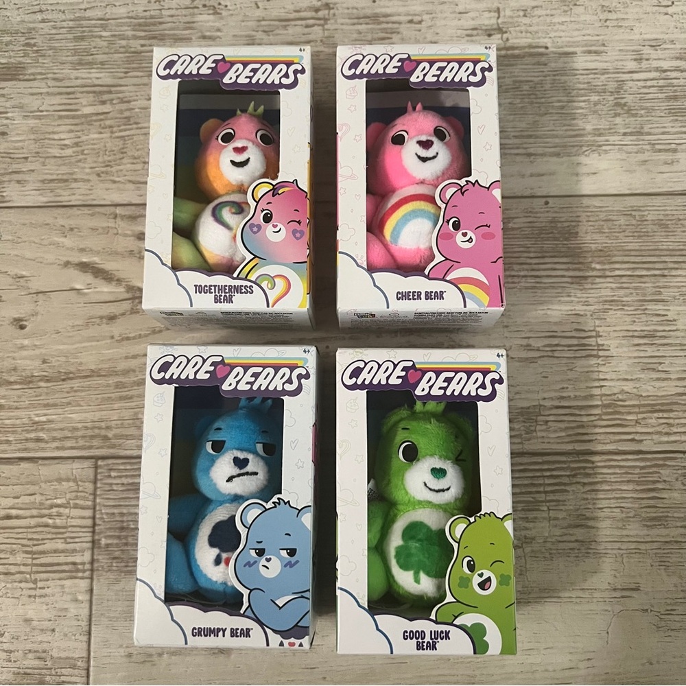 Care Bears Colorful Plush Collection Lot of 4 NIB!